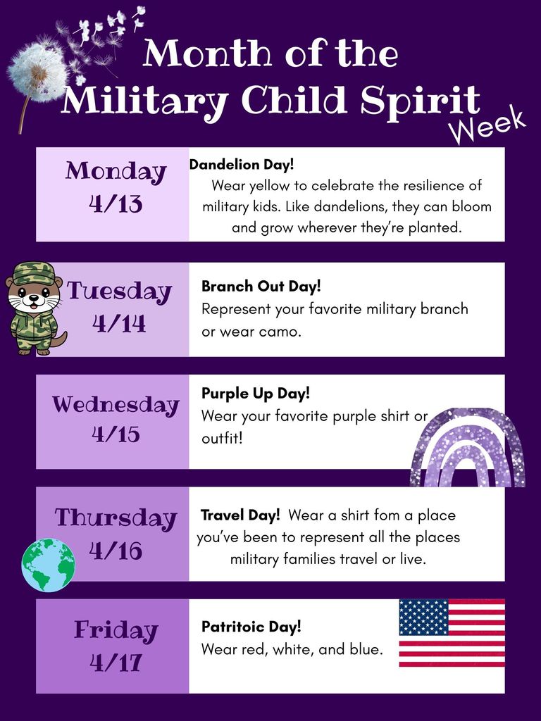 Month of the Military Child Spirit Week Flyer