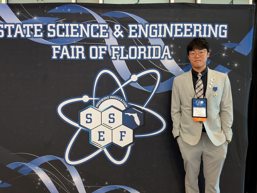 Panther Pride at the State Science & Engineering Fair 🔬  It is judging day at the State Science & Engineering Fair of Florida, and we are incredibly proud of our four Ridgeview High School students representing us at the state level! These students have demonstrated outstanding dedication, innovation, and academic excellence to earn this opportunity. We wish them the best as they present their research and showcase their hard work—Panther Nation is cheering you on every step of the way! 🐾