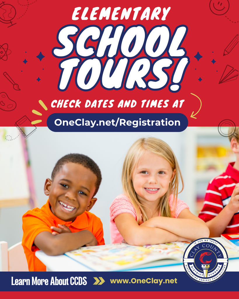 Elementary School tours now available at oneclay.net/registration