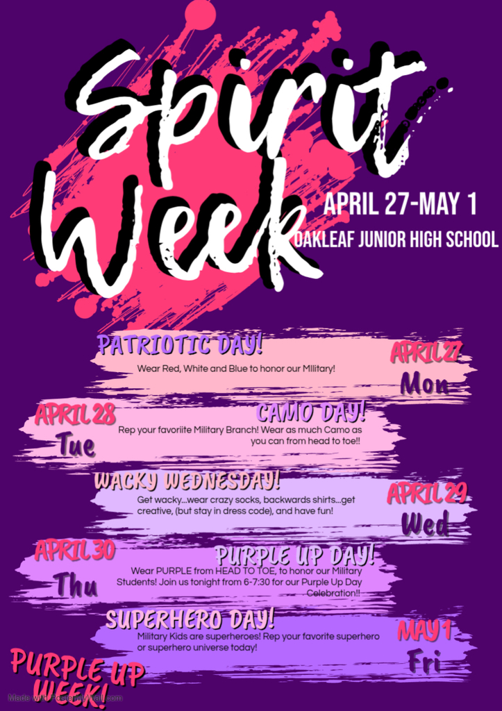 Spirit Week Schedule