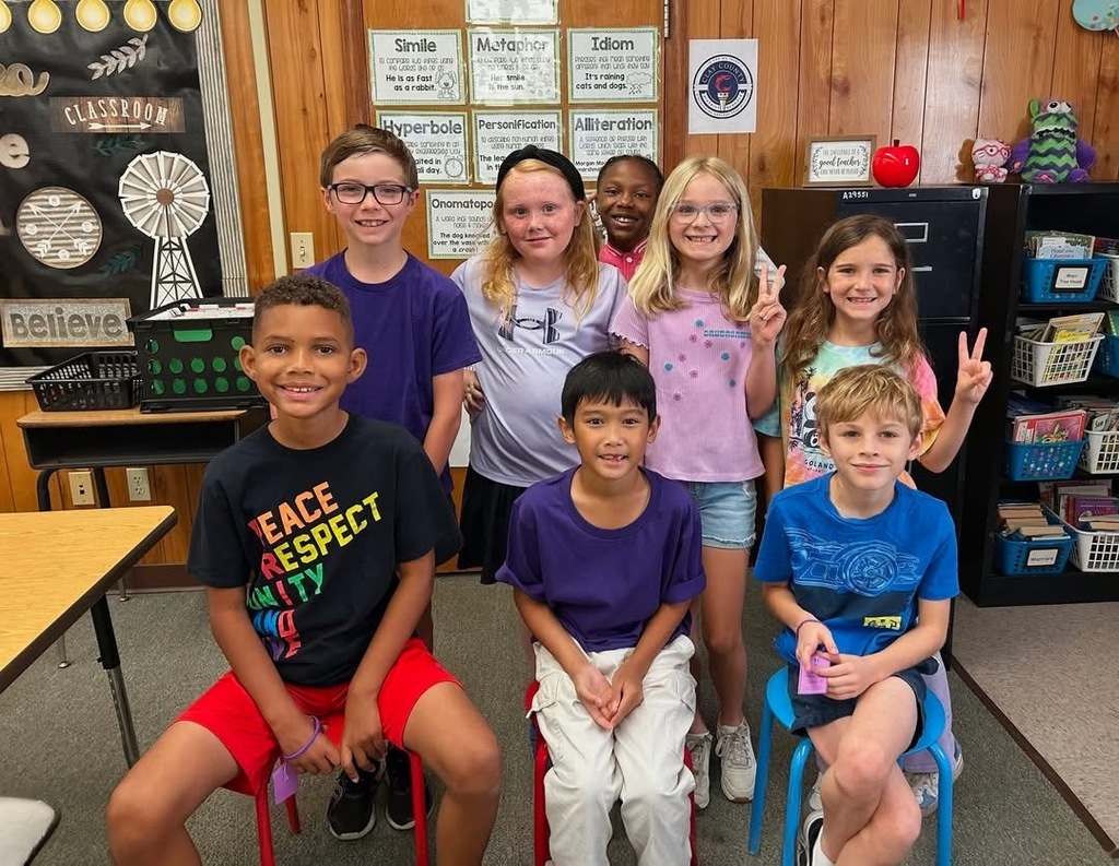 Staff and Students wearing purple to support military students.