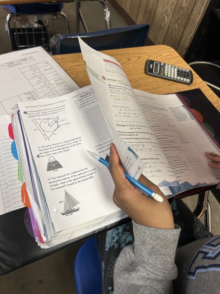 Students in Ms. Collier’s Geometry classes are hard at work showcasing their learning as they prepare for the upcoming Geometry EOC. Through problem-solving, applying formulas, analyzing diagrams, and practicing real assessment-style questions, students are strengthening the critical thinking and mathematical reasoning skills needed for success.  By working through complex tasks and showing their thinking, students are building both confidence and mastery of key concepts such as measurement, relationships, and geometric reasoning. We are proud of their focus, perseverance, and the strong learning taking place in the classroom each day.
