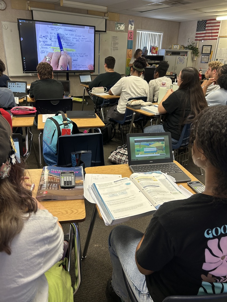 Students in Ms. Pyler’s Geometry classes are actively engaged in meaningful learning, applying mathematical concepts to real-world situations. Through interactive instruction, guided practice, and collaborative problem-solving, students are exploring topics such as density, formulas, measurement, and reasoning while strengthening the skills needed for success on the Geometry EOC. By connecting classroom learning to authentic examples and working through challenging problems step by step, students build confidence, critical-thinking skills, and a deeper understanding of geometry concepts. We are proud of the focus and effort taking place in the classroom each day.