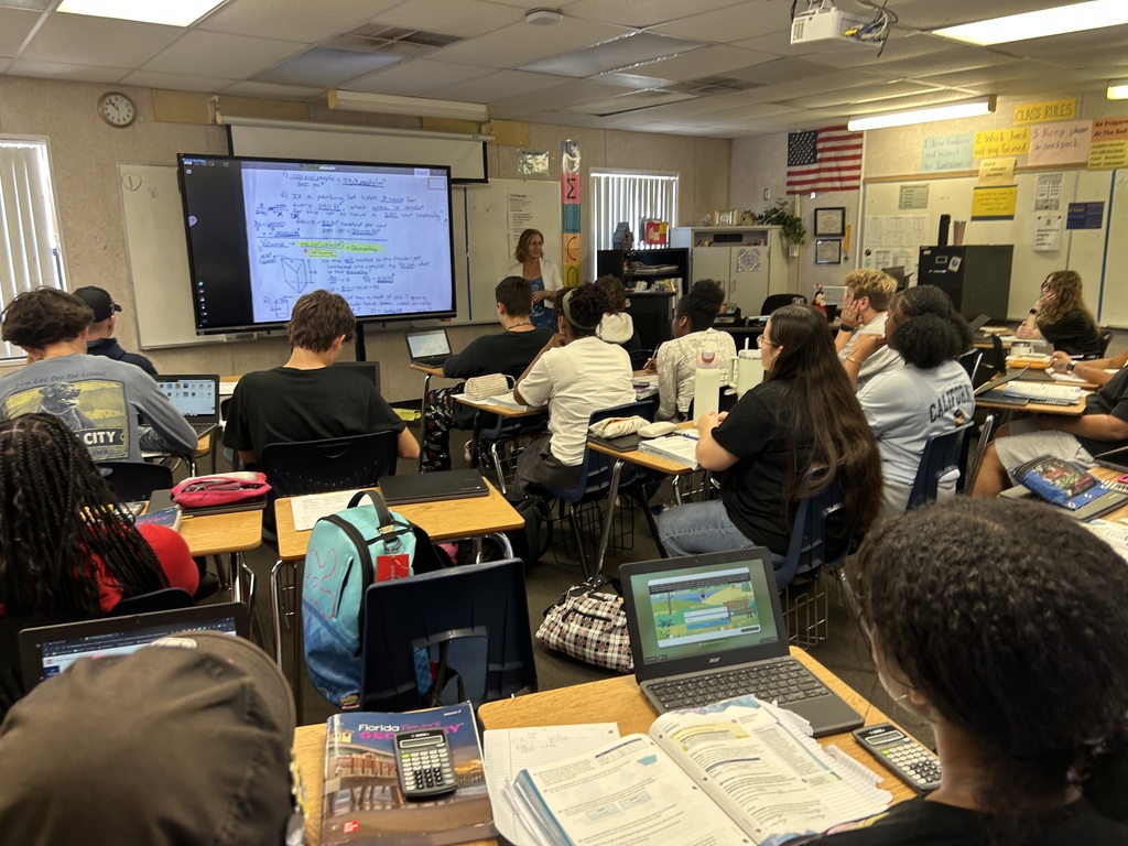 Students in Ms. Pyler’s Geometry classes are actively engaged in meaningful learning, applying mathematical concepts to real-world situations. Through interactive instruction, guided practice, and collaborative problem-solving, students are exploring topics such as density, formulas, measurement, and reasoning while strengthening the skills needed for success on the Geometry EOC. By connecting classroom learning to authentic examples and working through challenging problems step by step, students build confidence, critical-thinking skills, and a deeper understanding of geometry concepts. We are proud of the focus and effort taking place in the classroom each day.