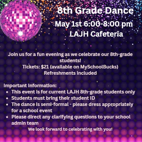 8th grade semi formal event flyer