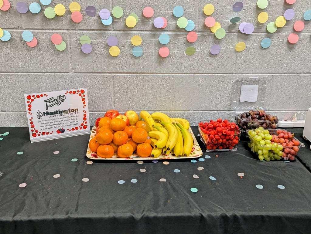Healthy snacks for some very healthy brains! 🧠🍓 We are continuing our staff appreciation week with a huge thank you to Huntington Learning Center! Their beautiful fruit spread was exactly what our teachers needed to stay powered up during the FAST schedule. We love our business sponsors! Thank you for making this week so special.