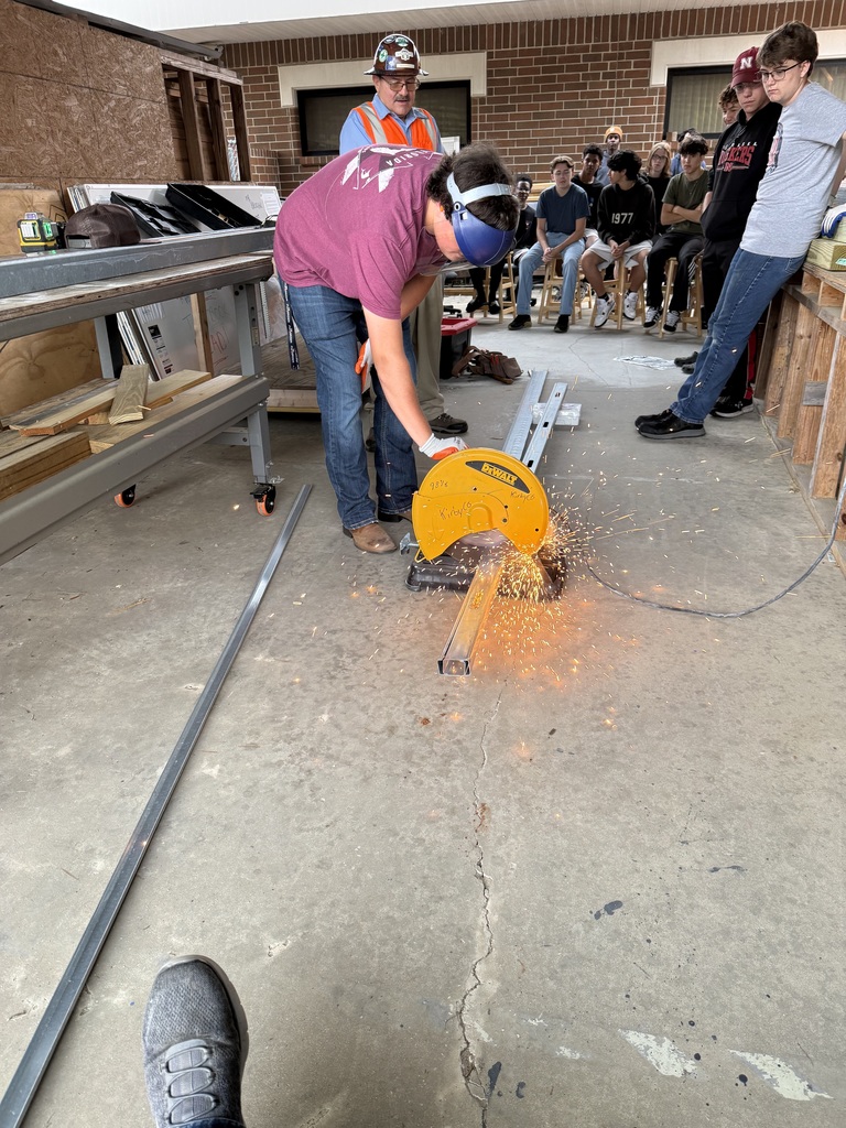 Students also had the opportunity to observe and participate in cutting materials safely, learning proper procedures and gaining a deeper understanding of job site expectations, equipment, and safety practices. We are incredibly grateful for Kirbyco Builders’ continued support as a valued business partner and for helping bring real-world learning to life for our students.