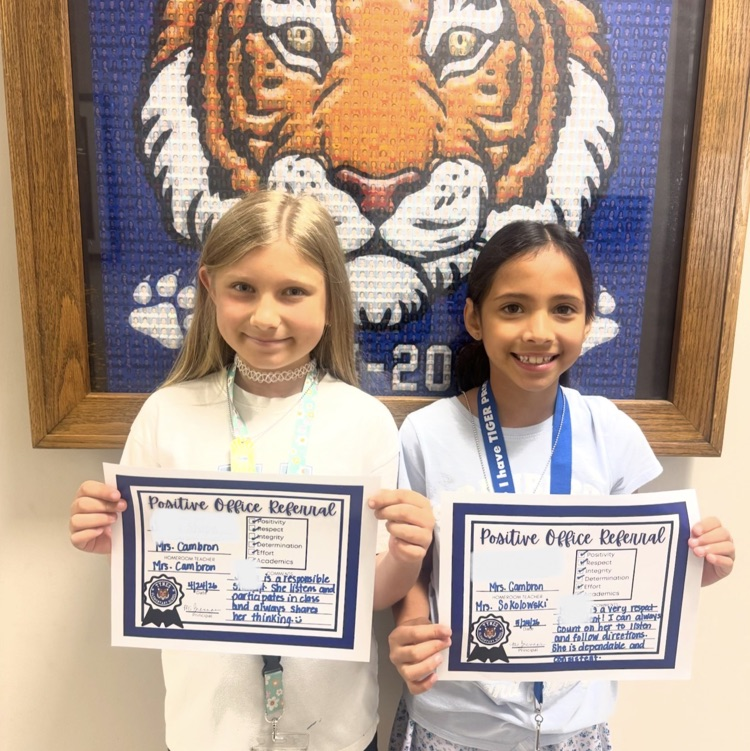 Two amazing girls showing every quality of Tiger Pride each and every day! Their positivity, respect, integrity, determination, and effort have truly stood out. We are so proud of the example they set for others. Way to go, Tigers! 🐾