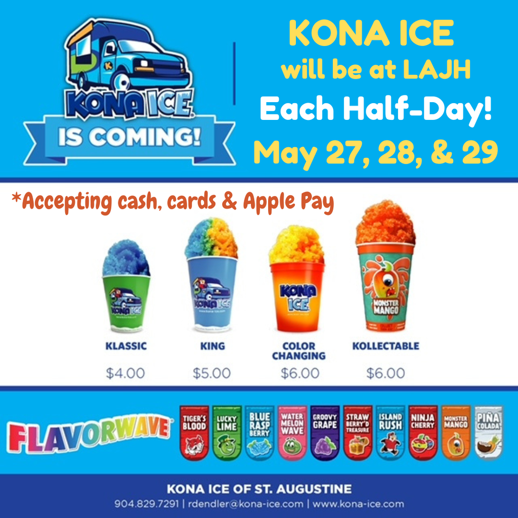KONA Ice advertisement for LAJ, May 2026