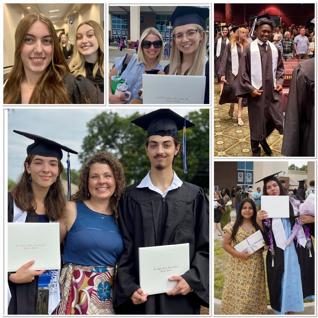 Collage of multiple photos of students in graduation attire. Some hold diplomas. They appear to be celebrating their graduation.