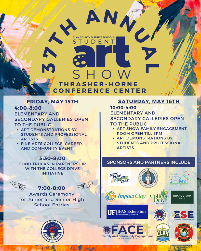 🎨✨ Come on out to the Thrasher-Horne Conference Center this weekend to see some AMAZING student artwork on display! We are so proud of our talented little artists! 🖼️💛  Be on the lookout for an invitation coming home if your child’s artwork was selected for this special event! 🎉👩‍🎨👨‍🎨  We can’t wait to celebrate our creative students! ✨