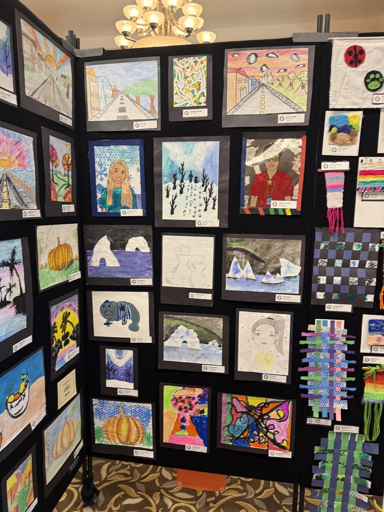 🎨✍️ Our Paterson Manatees have some serious artistic talent! Huge thanks to all the families who came out to the Clay County District Schools Annual Art Show this weekend. We loved seeing everyone's amazing creations from Mrs. Bramlitt’s class!  #ArtinEducation #MasterfulManatees #PositivelyPaterson