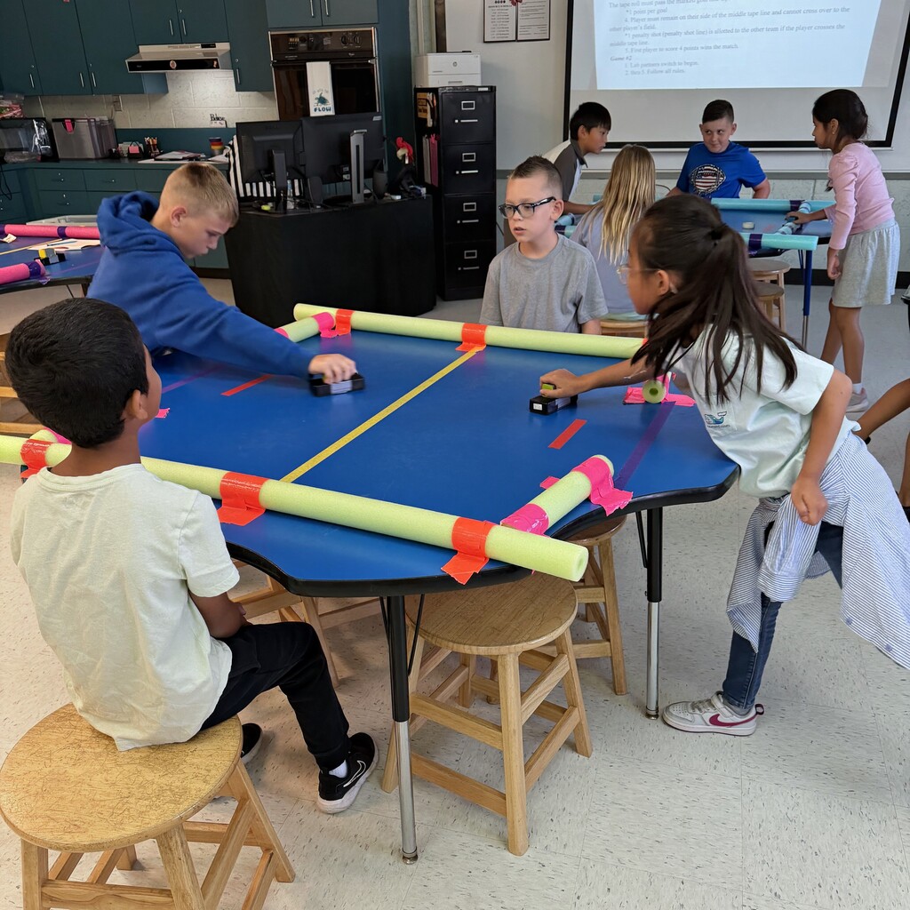 Game on in the STEM Lab! 🏒⚡  This week, our STEM Resource classes are diving into STEM Table Hockey Week! Our amazing teacher, , just designed a brand-new lab that has students completely hooked. They are building, testing, and competing—learning core STEM concepts while having an absolute blast.  When a lesson hits that perfect sweet spot of high energy and deep learning, all we can say is... thank goodness! 🙌  Check out our future engineers and NHL stars in action! 👇  #STEMEducation #HandsOnLearning #TableHockey