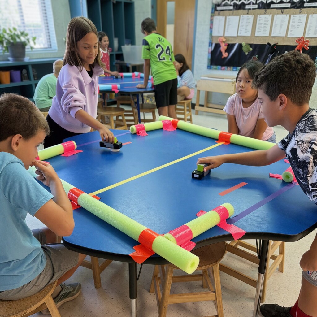 Game on in the STEM Lab! 🏒⚡  This week, our STEM Resource classes are diving into STEM Table Hockey Week! Our amazing teacher, Stephanie, just designed a brand-new lab that has students completely hooked. They are building, testing, and competing—learning core STEM concepts while having an absolute blast.  When a lesson hits that perfect sweet spot of high energy and deep learning, all we can say is... thank goodness! 🙌  Check out our future engineers and NHL stars in action! 👇  #STEMEducation #HandsOnLearning #TableHockey