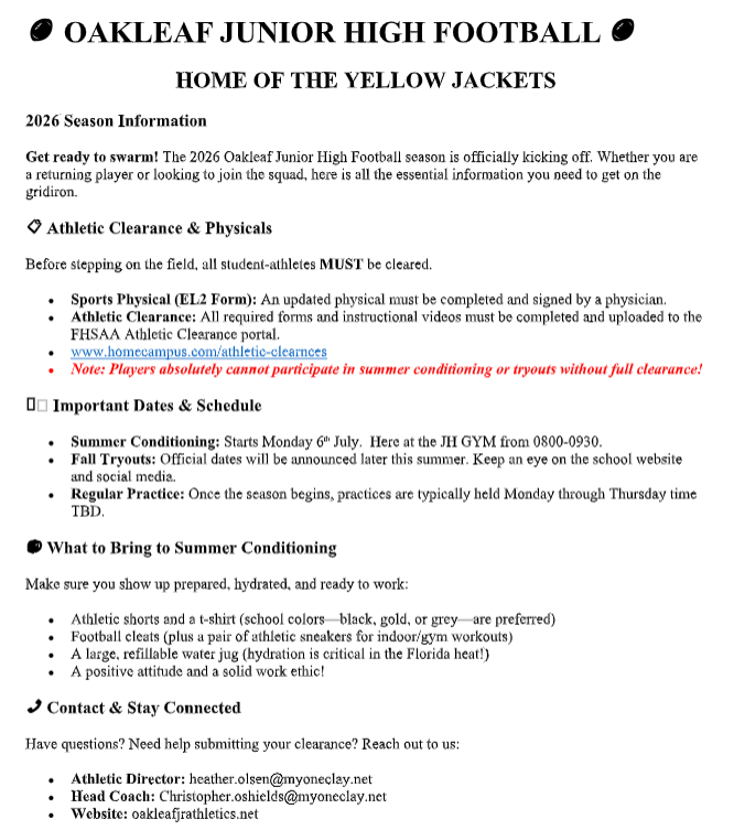 Oakleaf Jr. Athletics