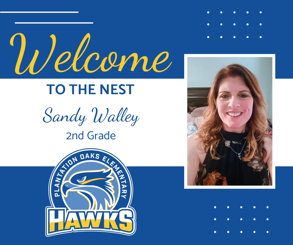 Blue and white background displays "Welcome to the Nest" text, a Walley's photo, and the "Hawks" logo.