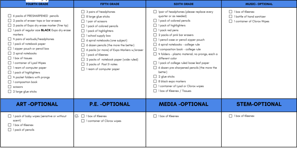 Supply List