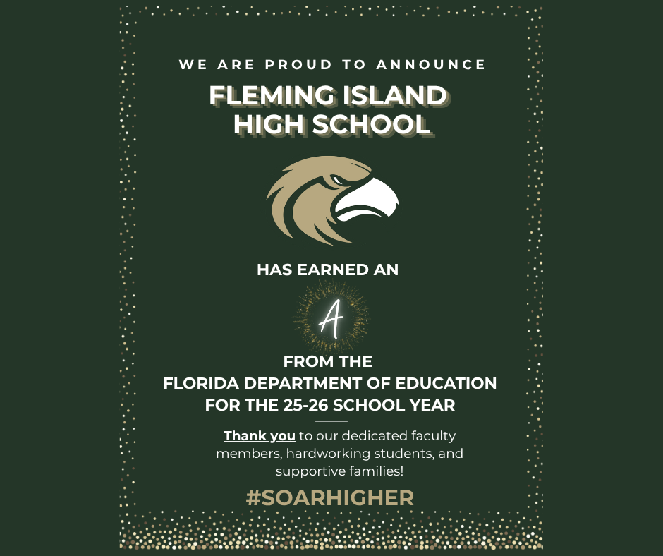 Flyer congratulating community on an A for 25-26