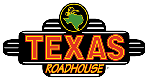 The logo for Texas Roadhouse features a yellow outline of a state, with red text reading "TEXAS" and "ROADHOUSE" below it.