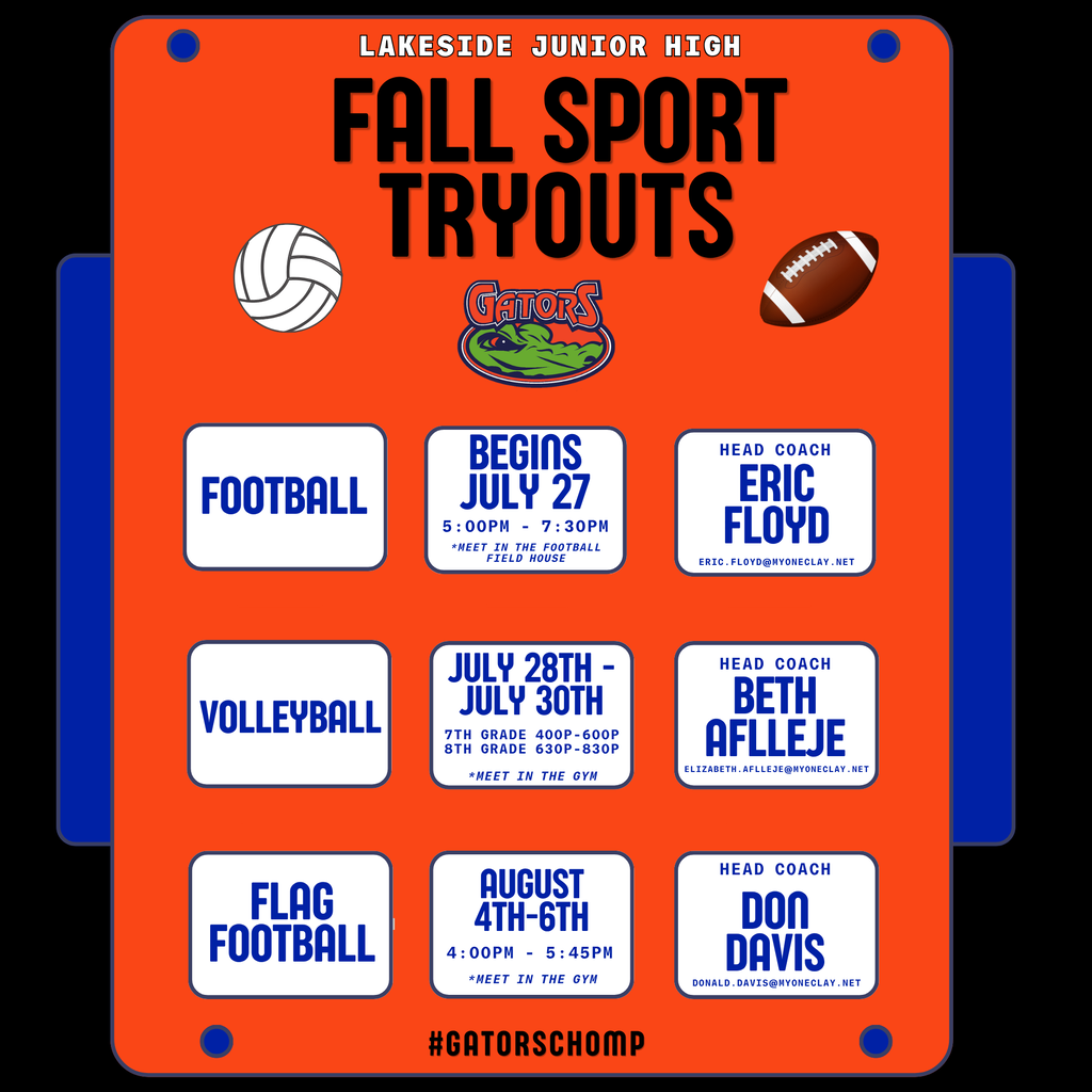 Fall Sports Tryout Information