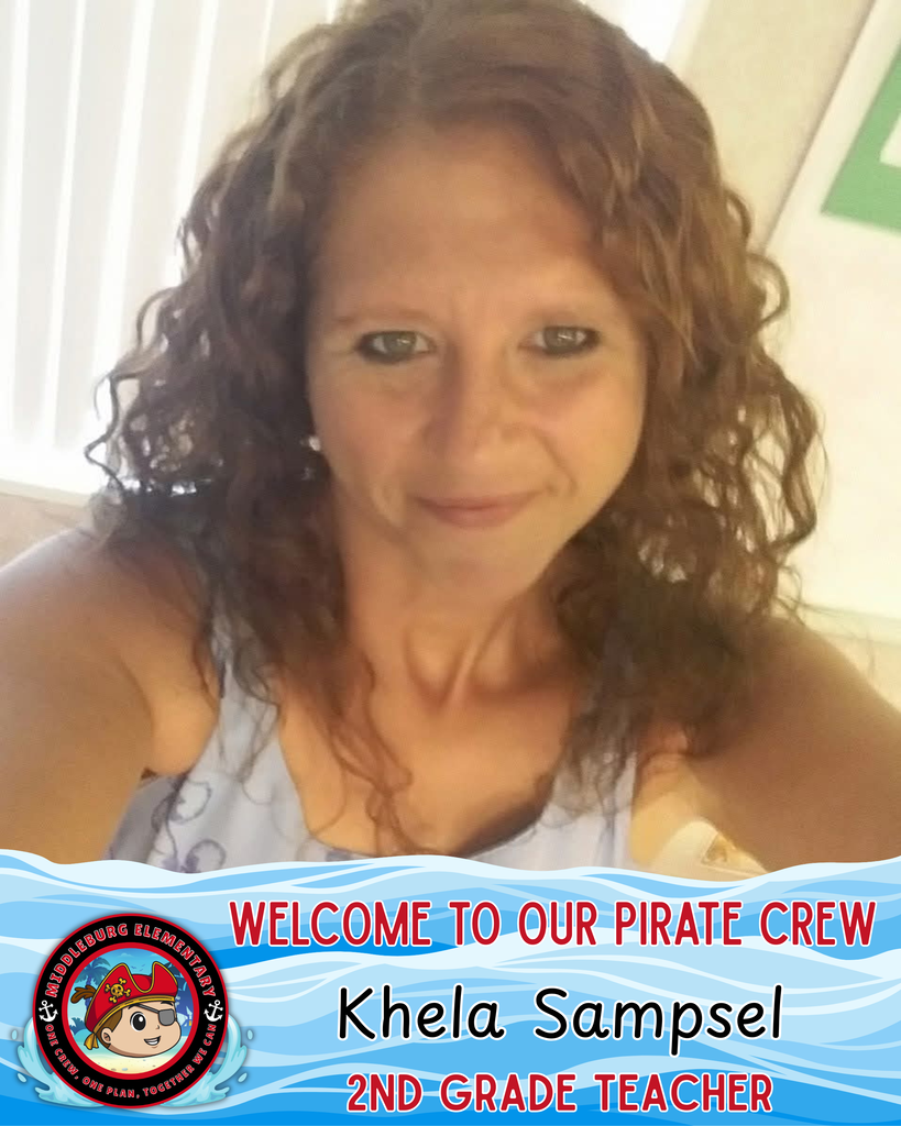 A smiling woman with curly hair takes a selfie, wearing a white top. Text reads "Welcome to our pirate crew" with a logo.