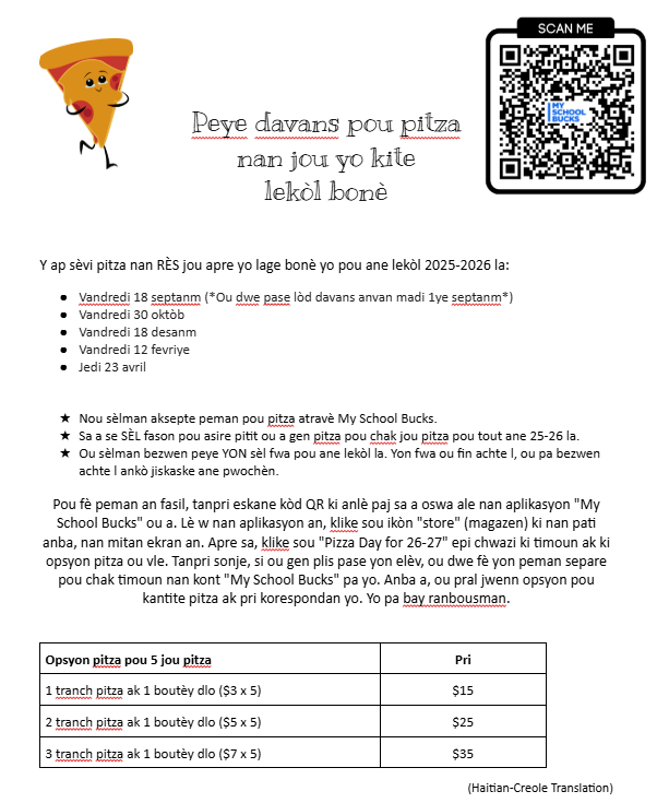 pizza flyer haitian