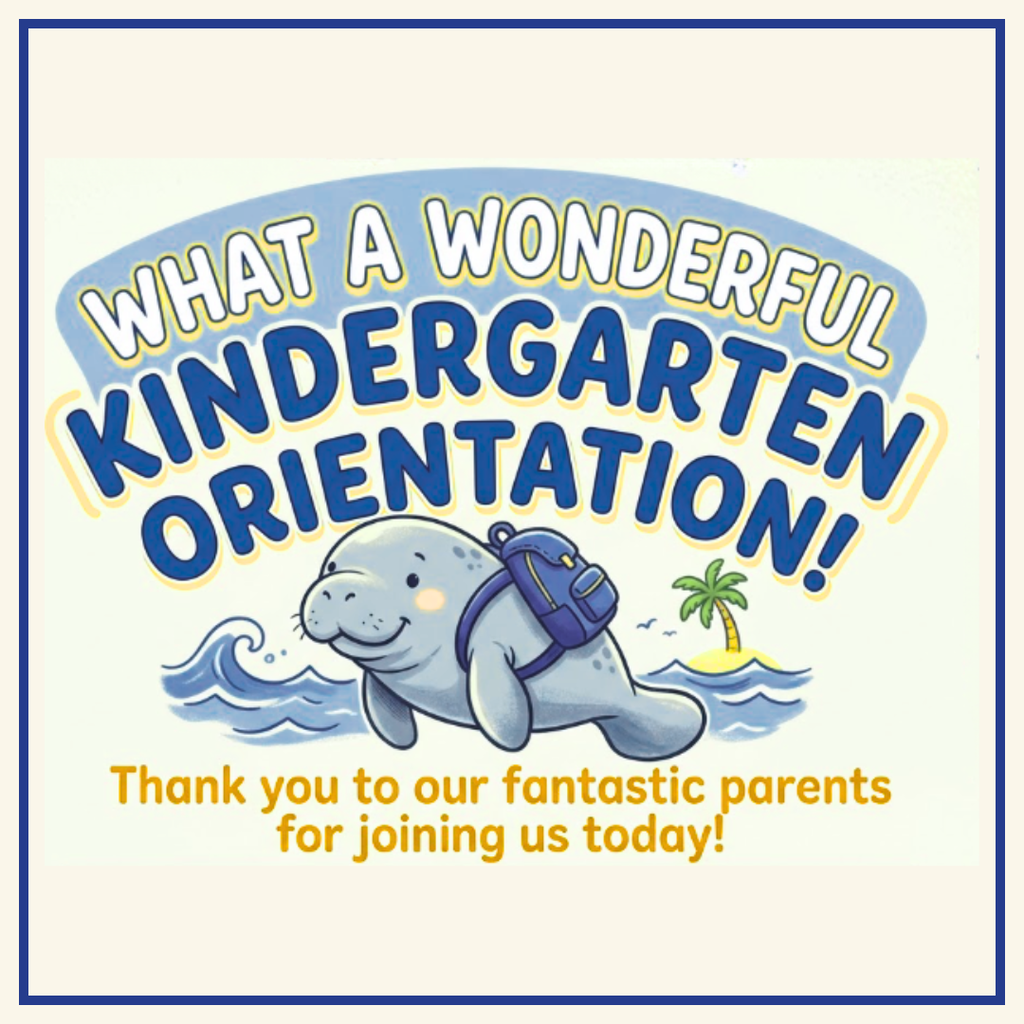 What a wonderful Orientation! Thank you to our fantastic Kindergarten parents for stopping by today—you made it so special. ❤️ For your reference, you can review the administration presentation anytime right here: https://tinyurl.com/KindergartenABCPresentation 💻✨ Get those backpacks ready... we’re so excited to see our newest Manatees tomorrow! 🎒🐾