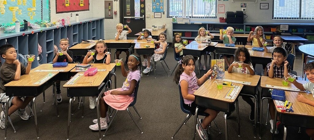 First day jitters? Not in 1st grade! 🚫🫨 Our sweet 1st graders started the year off right with a special batch of Jitter Juice! Smiles are in, nerves are out, and we are ready for the BEST year yet! 🎒✨ #FirstGradeFun #BackToSchool #JitterJuice #FirstDayJitters #TeacherLife