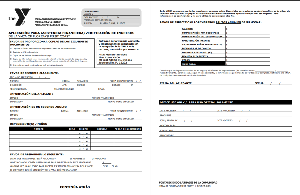 YMCA Program Information-Spanish Version