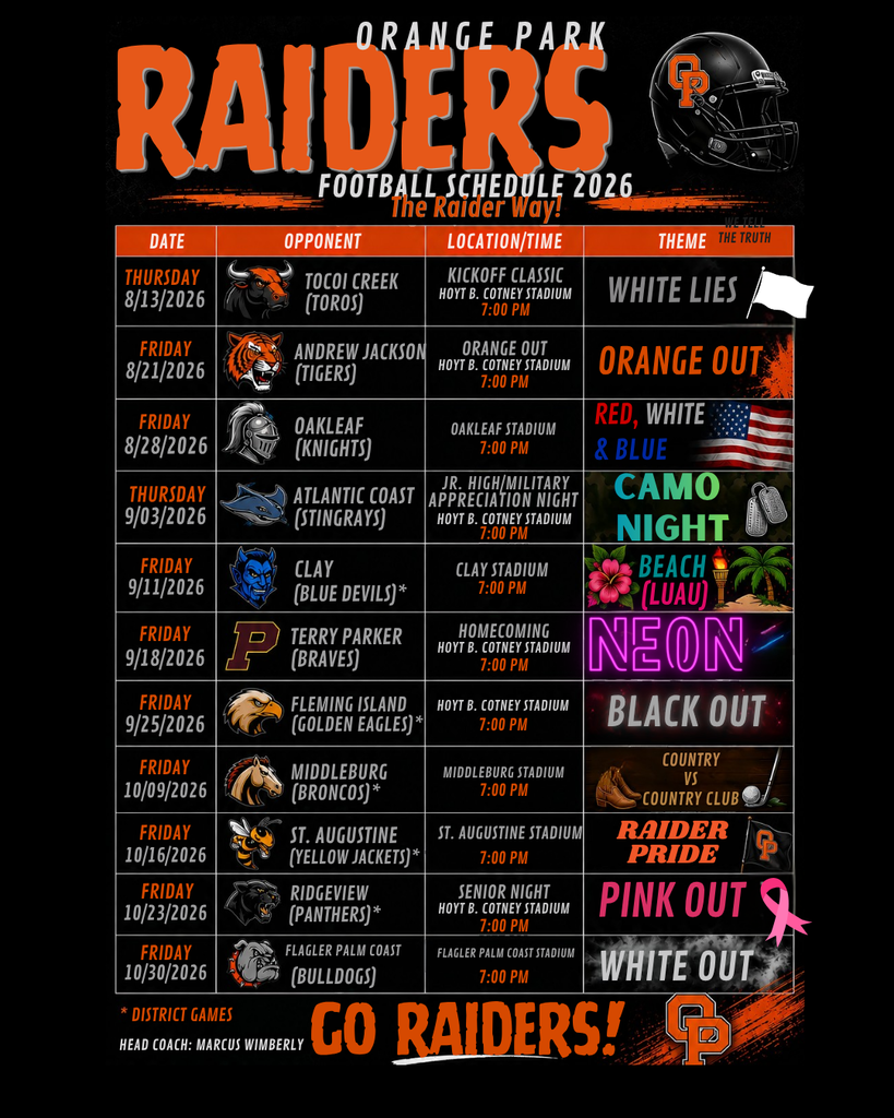 Varsity Football Schedule & Themes