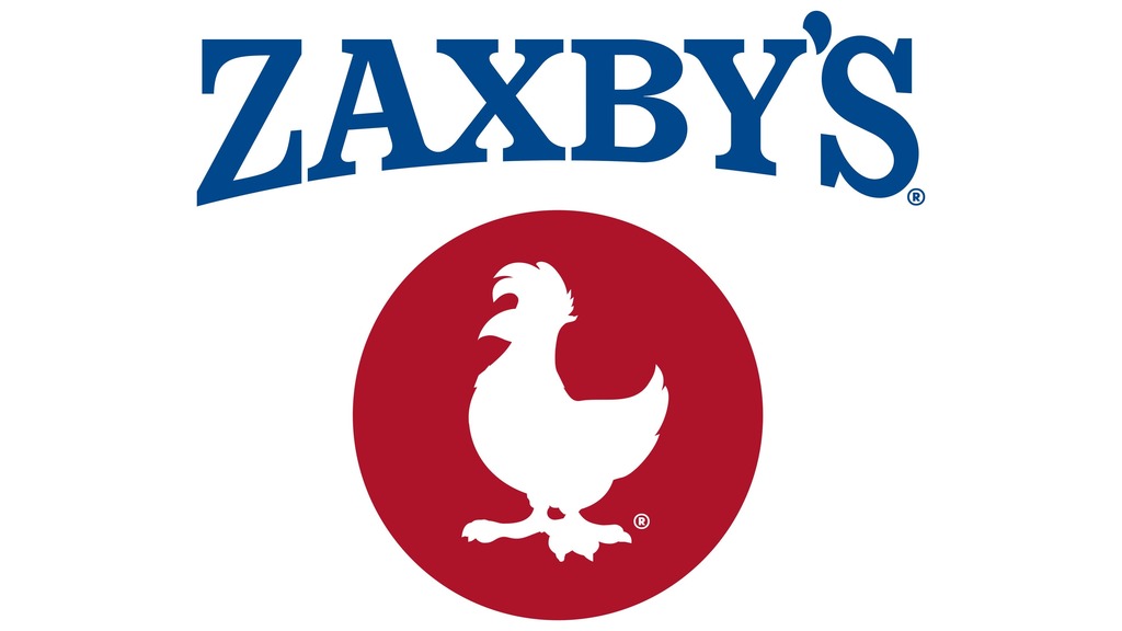Logo for Zaxby's restaurant chain featuring a red circle with a white chicken on it.