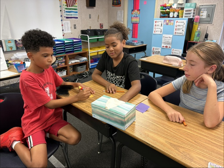 miss Myers’s class working on a writing project
