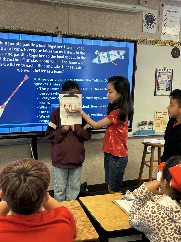 students presenting information to their class