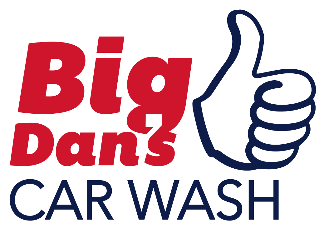 Logo for Big Dan's Car Wash, featuring thumbs up and "Big Dan's" text.