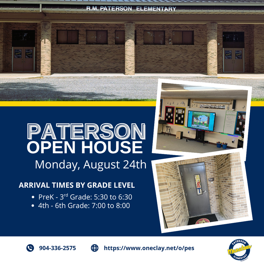 🎉 Open House is almost here! 🎉  Mark your calendars for Monday, August 24th! We are excited to show you what your students have been doing for the first 2 weeks of school and what this year awaits for them!  Here is our grade-level schedule for the evening:  PreK, VPK, 1st, 2nd & 3rd Grade: 5:30 PM – 6:30 PM  4th, 5th & 6th Grade: 7:00 PM – 8:00 PM  Please feel free to see what our Resource teachers are up to, and don't forget to swing by the cafeteria to pick up your pre-ordered Texas Roadhouse Family Meal and stop by for vendor information. See you there! 📚✨