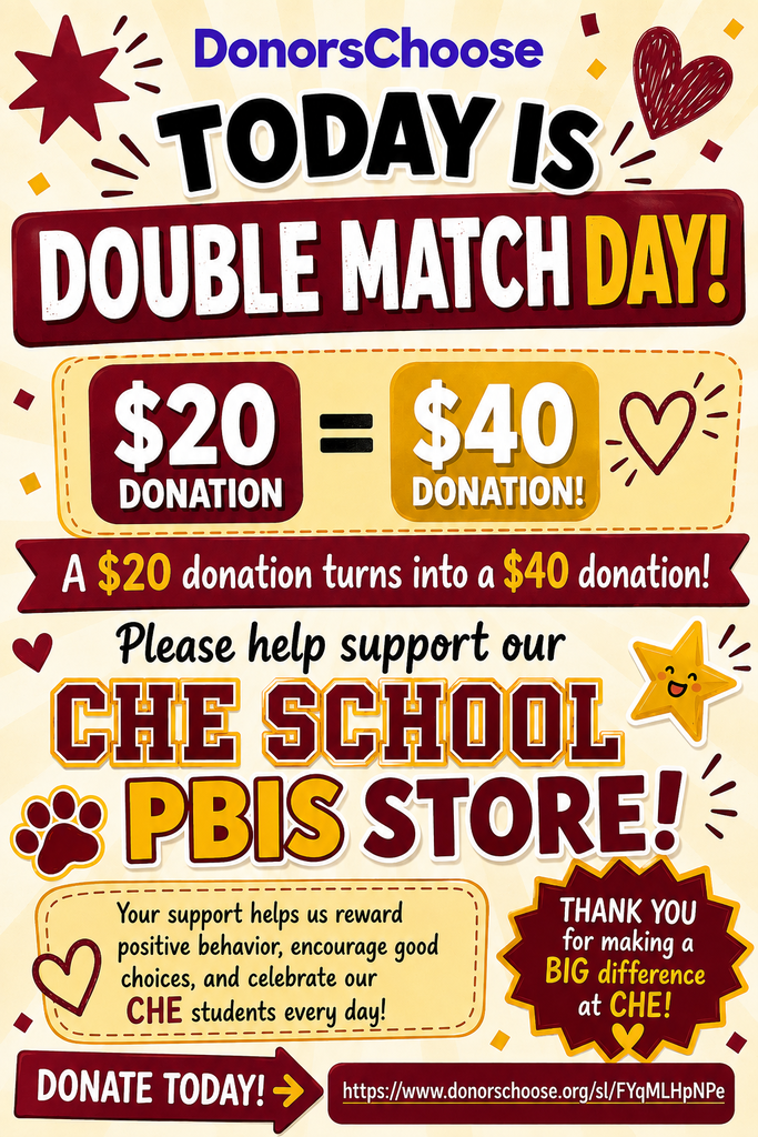 An advertisement poster with red and yellow colors. It reads "Today is Double Match Day!" with a $20 donation turning into $40.