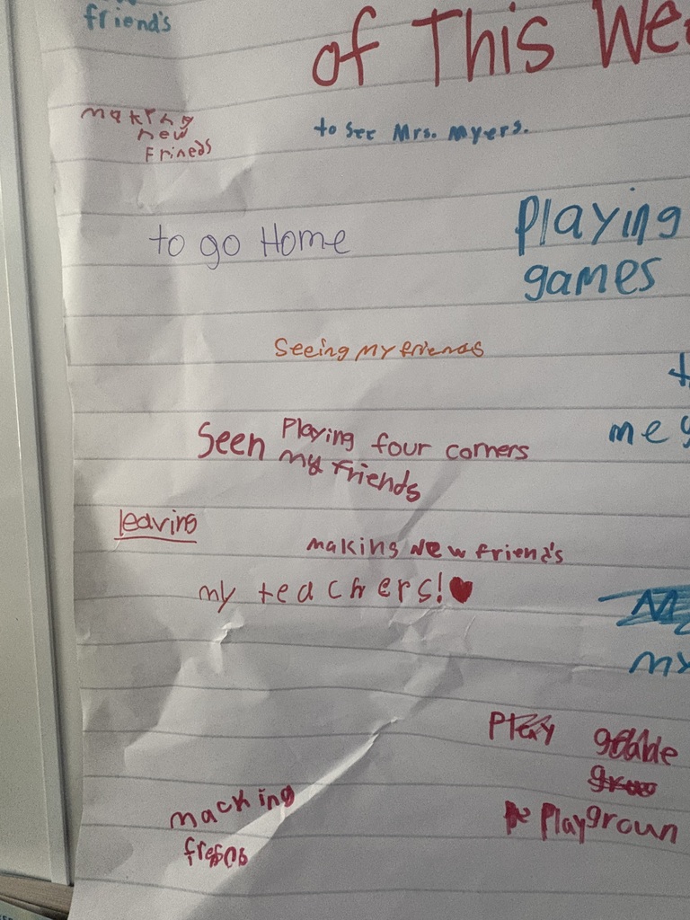 student's writing