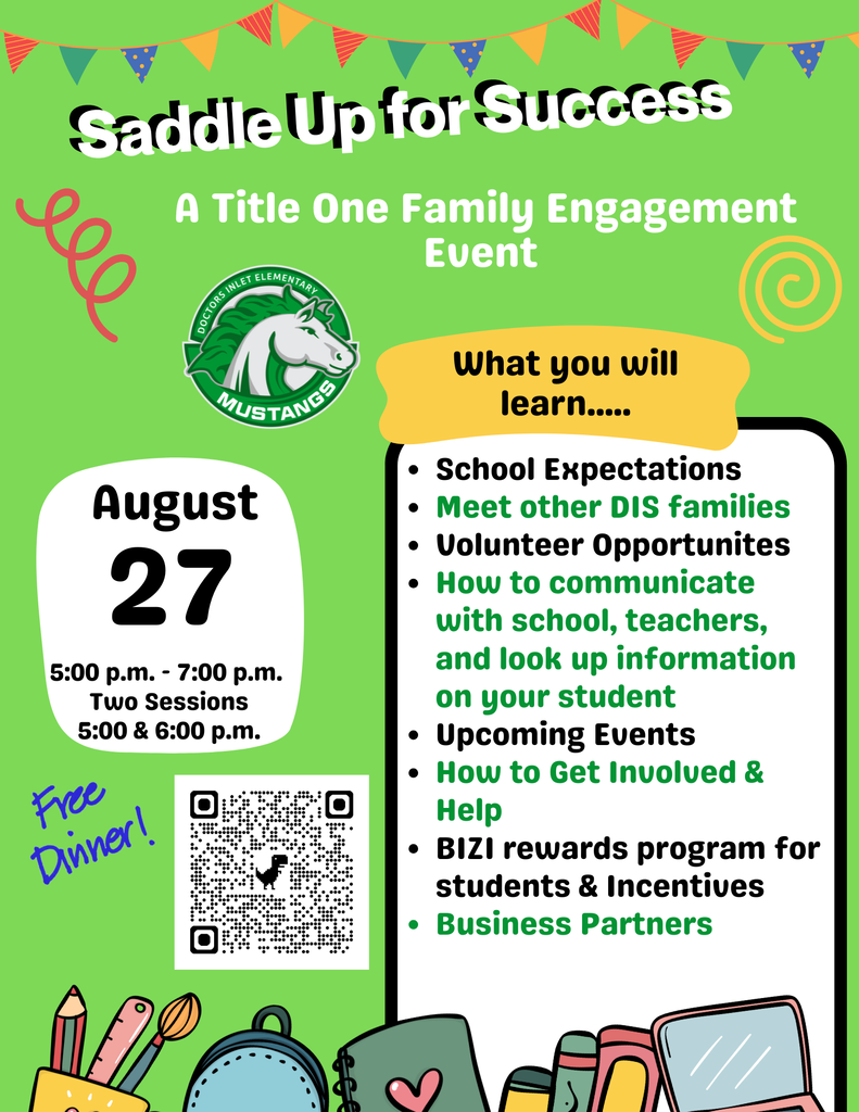 A green poster for an event. It includes a logo, date, and a list of activities.