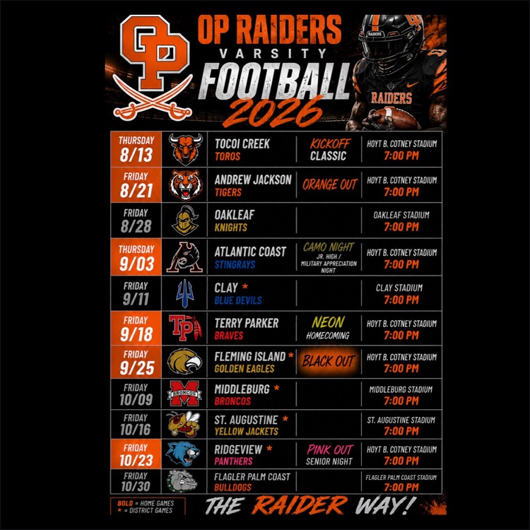 Varsity Schedule 2026
