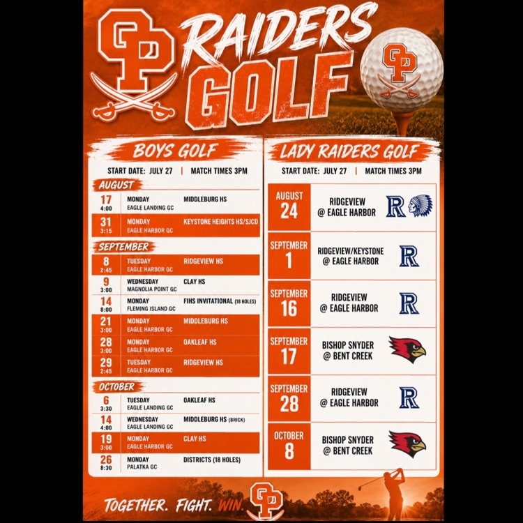 Golf Schedule 2026