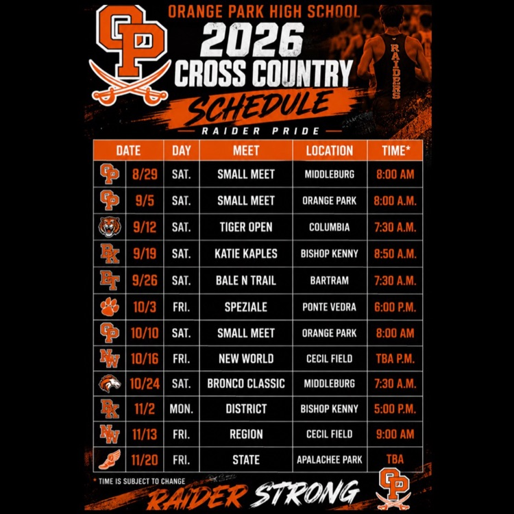 Cross Country Schedule 2026