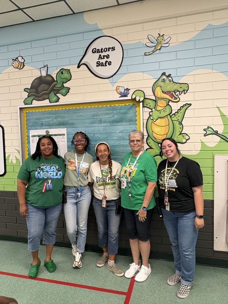 GPE Students and Staff photos wearing Grove Park and green shirts
