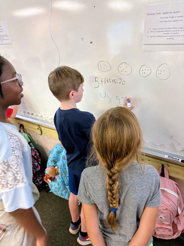 Brains on, chalk/markers out! 🧠✨  Mrs. Edgar’s class took learning off their desks and onto the walls today! 🪜💡 The students tackled some brain-busting "Thinking Tasks" using vertical learning boards, and the collaborative energy in the room was off the charts.  When kids stand up, work together, and map out their ideas in real-time, magic happens—and maybe a few erased mistakes along the way! Huge shoutout to these rockstar thinkers for showing us what active learning is all about. 🚀📊