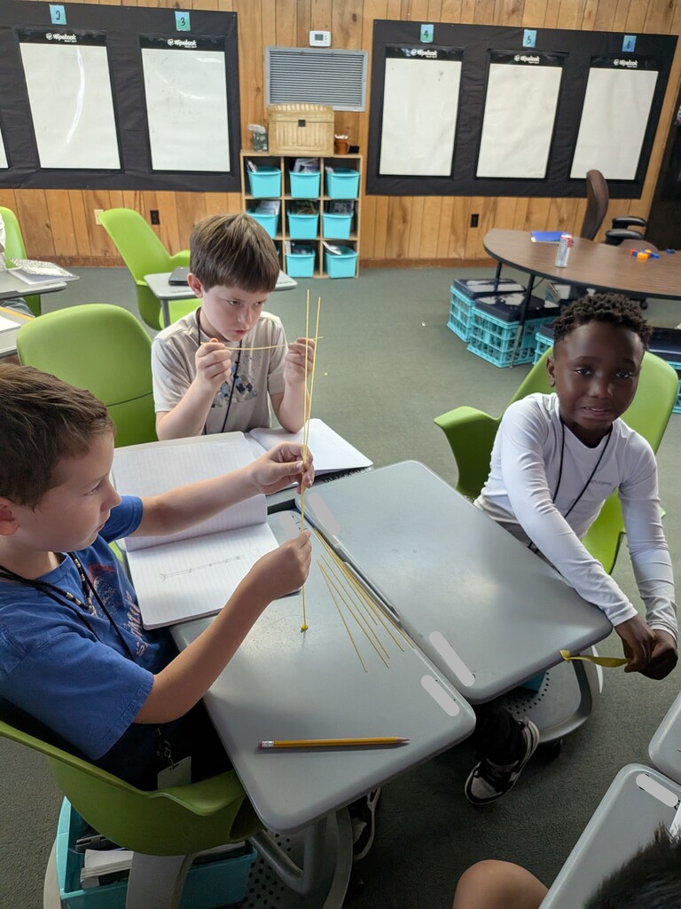 12 spaghetti noodles. 1 strip of tape. Unlimited imagination! 🍝✨ Mrs. Castillo’s class took on the ultimate building challenge today. Future engineers in the making! 🏗️ Pass the sauce, we’re building bridges!