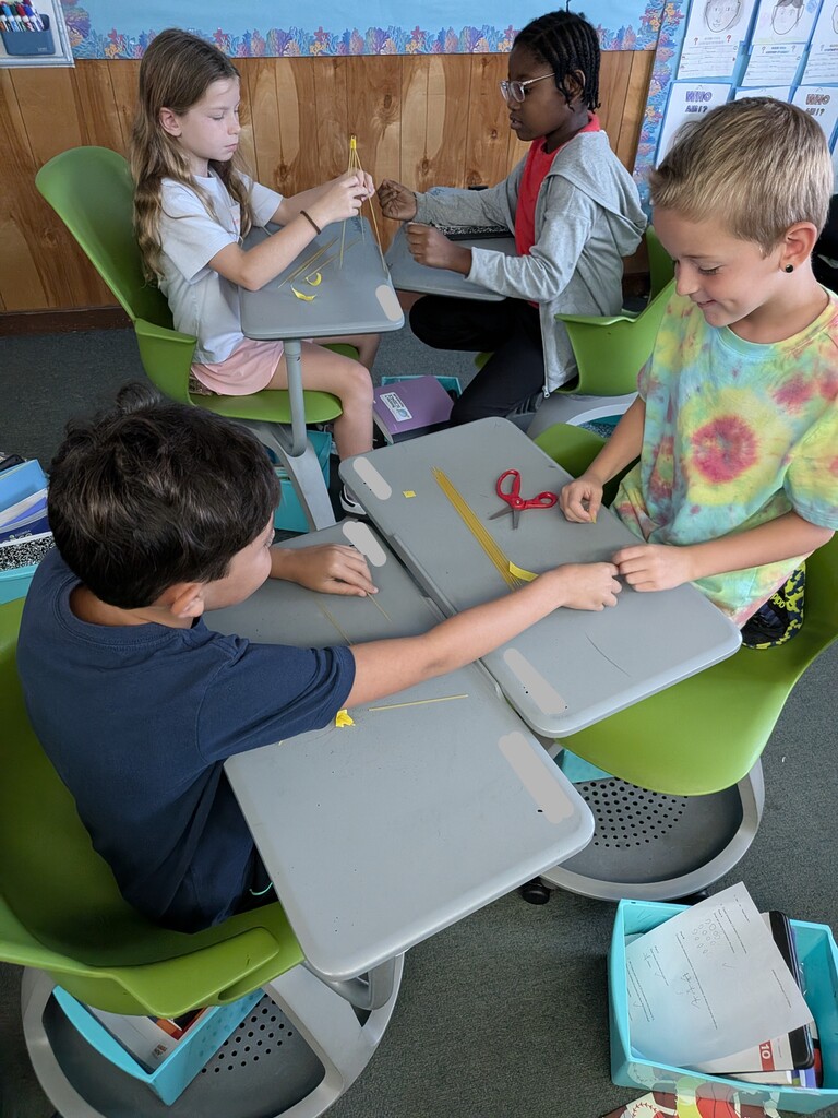 12 spaghetti noodles. 1 strip of tape. Unlimited imagination! 🍝✨ Mrs. Castillo’s class took on the ultimate building challenge today. Future engineers in the making! 🏗️ Pass the sauce, we’re building bridges!