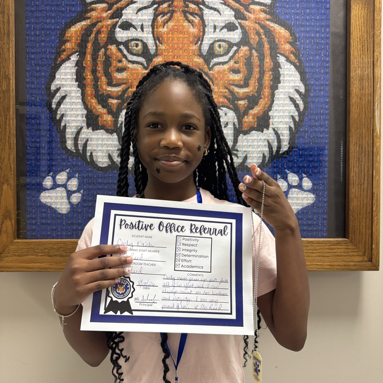 Congratulations to our Tynes Tigers who received a Positive Office Referral for showing their Tiger PRIDE! We are so proud of you—keep up the great work! ✨