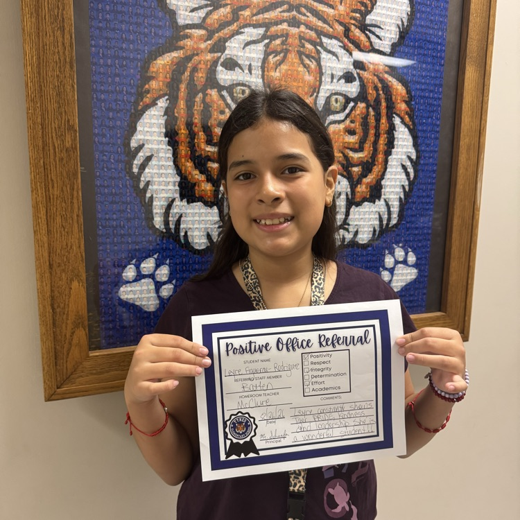 Congratulations to our Tynes Tigers who received a Positive Office Referral for showing their Tiger PRIDE! We are so proud of you—keep up the great work! ✨