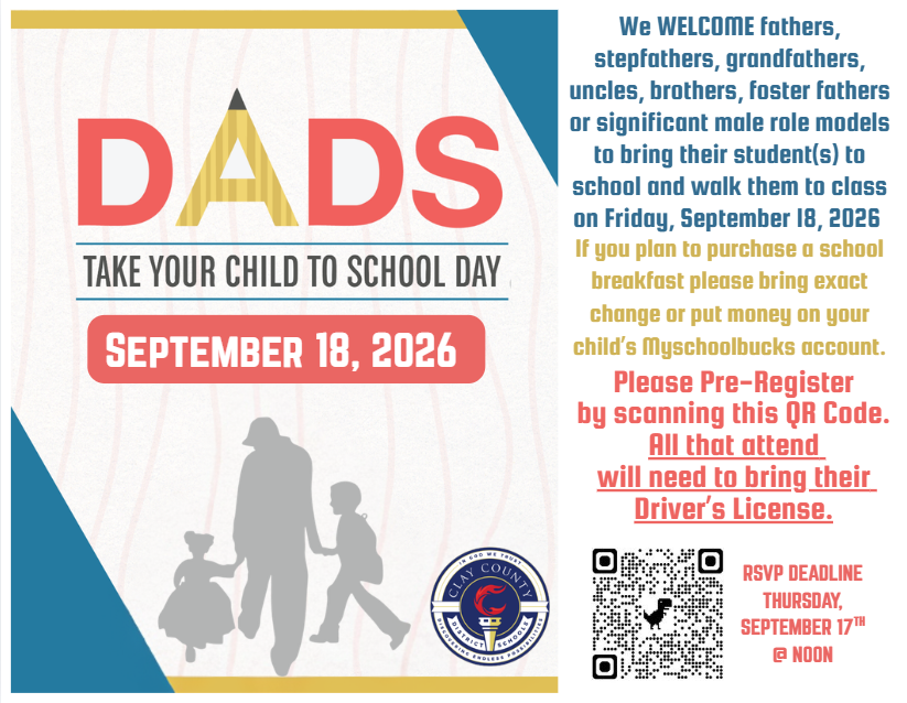 A flyer about Dads taking kids to school