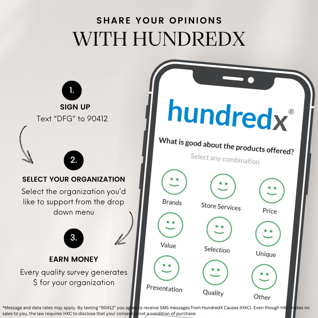 A mobile phone displaying a survey app, with three steps: sign up, select organization, and earn money.