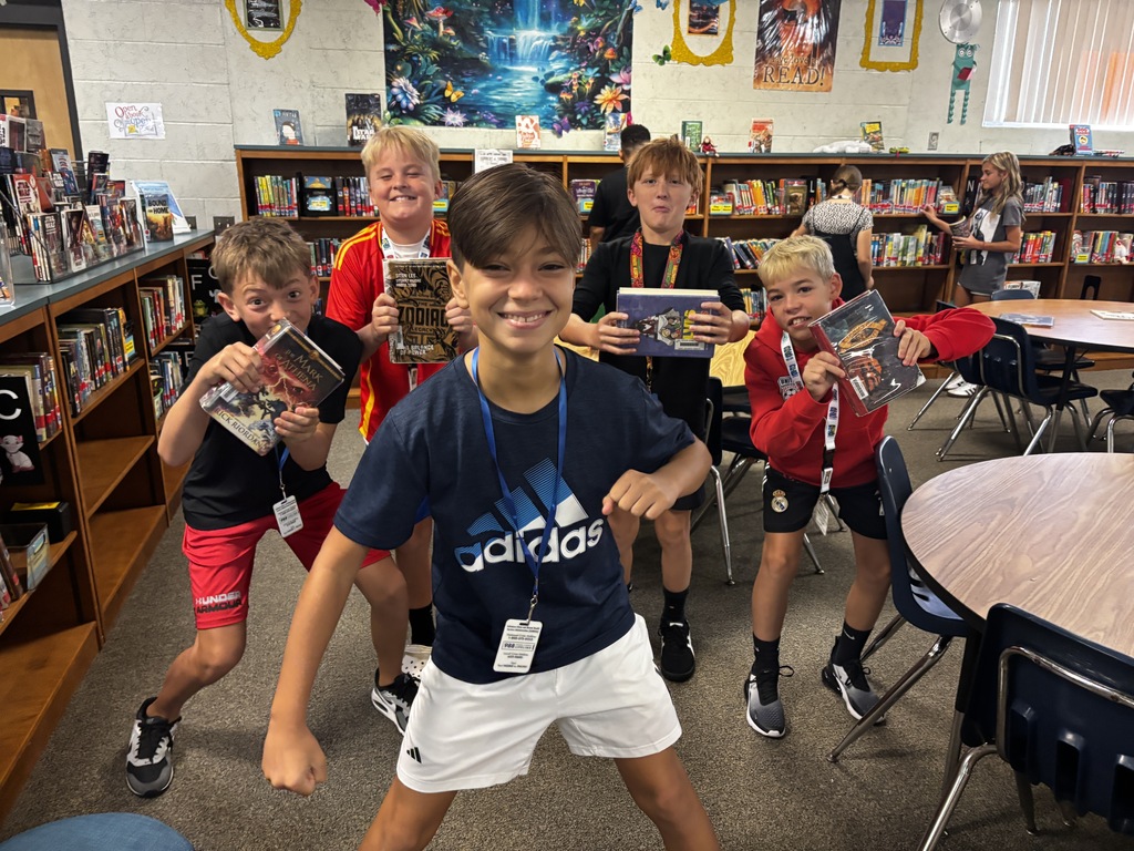📚 Big kid energy meets big book energy!  Our 6th graders were practically bursting through the library doors to hunt down their next great read. Safe to say the love of reading is alive and thriving with our oldest Manatees! 🦛✨